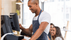 restaurant employee receiving instant tip