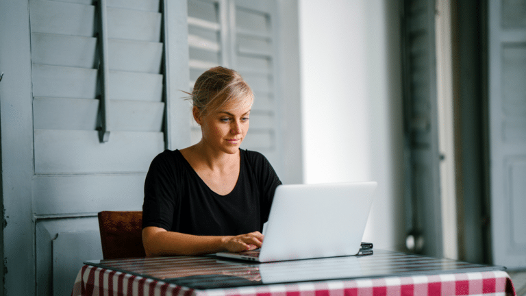 woman reading restaurant industry blog