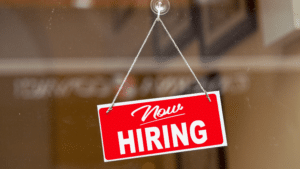 Hiring restaurant sign