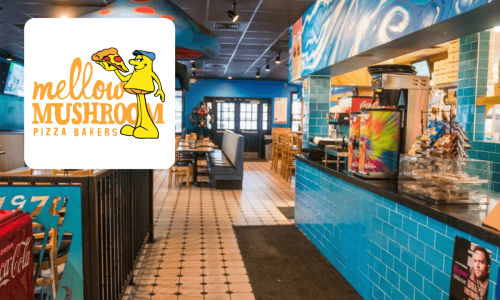 Mellow Mushroom logo and store interior